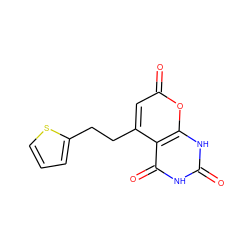 O=c1[nH]c(=O)c2c(CCc3cccs3)cc(=O)oc2[nH]1 ZINC000084670441