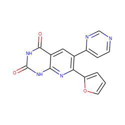 O=c1[nH]c(=O)c2cc(-c3ccncn3)c(-c3ccco3)nc2[nH]1 ZINC000049033434