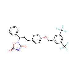 O=c1[nH]c(=O)n([C@@H](CCc2ccc(OCc3cc(C(F)(F)F)cc(C(F)(F)F)c3)cc2)c2ccccc2)o1 ZINC000027098283