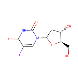 O=c1[nH]c(=O)n([C@@H]2C[C@H](O)[C@@H](CO)O2)cc1I ZINC000005223557