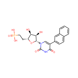 O=c1[nH]c(=O)n([C@@H]2O[C@H](CCP(=O)(O)O)[C@@H](O)[C@H]2O)cc1-c1ccc2ccccc2c1 ZINC000073298376