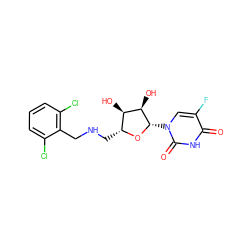 O=c1[nH]c(=O)n([C@@H]2O[C@H](CNCc3c(Cl)cccc3Cl)[C@@H](O)[C@H]2O)cc1F ZINC000066103921