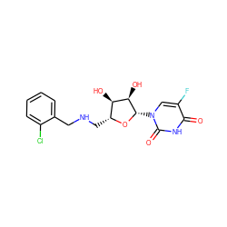 O=c1[nH]c(=O)n([C@@H]2O[C@H](CNCc3ccccc3Cl)[C@@H](O)[C@H]2O)cc1F ZINC000066251557