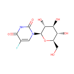 O=c1[nH]c(=O)n([C@@H]2O[C@H](CO)[C@@H](O)[C@H](O)[C@H]2O)cc1F ZINC000034400982