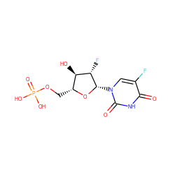 O=c1[nH]c(=O)n([C@@H]2O[C@H](COP(=O)(O)O)[C@@H](O)[C@@H]2F)cc1F ZINC000006090976