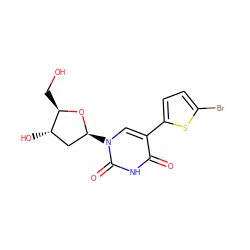 O=c1[nH]c(=O)n([C@H]2C[C@H](O)[C@@H](CO)O2)cc1-c1ccc(Br)s1 ZINC000003802687