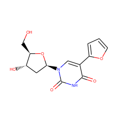 O=c1[nH]c(=O)n([C@H]2C[C@H](O)[C@@H](CO)O2)cc1-c1ccco1 ZINC000013604668