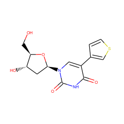 O=c1[nH]c(=O)n([C@H]2C[C@H](O)[C@@H](CO)O2)cc1-c1ccsc1 ZINC000013604665