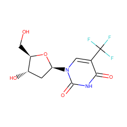 O=c1[nH]c(=O)n([C@H]2C[C@H](O)[C@@H](CO)O2)cc1C(F)(F)F ZINC000003842753