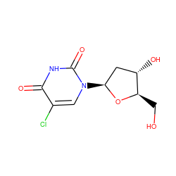 O=c1[nH]c(=O)n([C@H]2C[C@H](O)[C@@H](CO)O2)cc1Cl ZINC000005783757