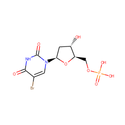 O=c1[nH]c(=O)n([C@H]2C[C@H](O)[C@@H](COP(=O)(O)O)O2)cc1Br ZINC000006090961