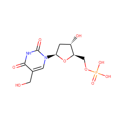 O=c1[nH]c(=O)n([C@H]2C[C@H](O)[C@@H](COP(=O)(O)O)O2)cc1CO ZINC000013538464