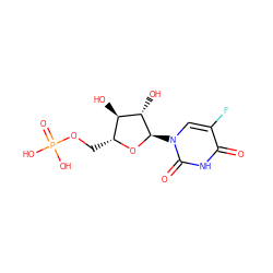 O=c1[nH]c(=O)n([C@H]2O[C@H](COP(=O)(O)O)[C@@H](O)[C@@H]2O)cc1F ZINC000017326403