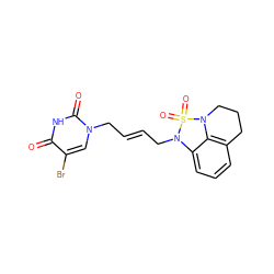 O=c1[nH]c(=O)n(C/C=C/CN2c3cccc4c3N(CCC4)S2(=O)=O)cc1Br ZINC000066262800