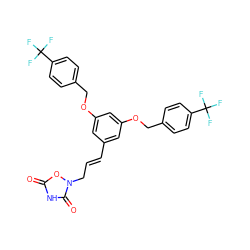 O=c1[nH]c(=O)n(C/C=C/c2cc(OCc3ccc(C(F)(F)F)cc3)cc(OCc3ccc(C(F)(F)F)cc3)c2)o1 ZINC000027097483