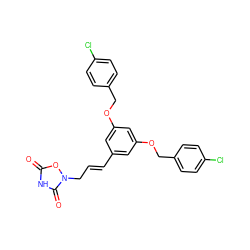 O=c1[nH]c(=O)n(C/C=C/c2cc(OCc3ccc(Cl)cc3)cc(OCc3ccc(Cl)cc3)c2)o1 ZINC000027098837