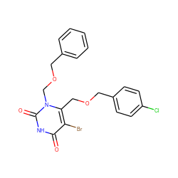 O=c1[nH]c(=O)n(COCc2ccccc2)c(COCc2ccc(Cl)cc2)c1Br ZINC000653842886