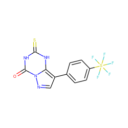 O=c1[nH]c(=S)[nH]c2c(-c3ccc(S(F)(F)(F)(F)F)cc3)cnn12 ZINC000096922746