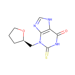 O=c1[nH]c(=S)n(C[C@H]2CCCO2)c2nc[nH]c12 ZINC000038437163