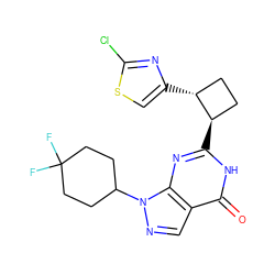 O=c1[nH]c([C@@H]2CC[C@H]2c2csc(Cl)n2)nc2c1cnn2C1CCC(F)(F)CC1 ZINC000145068068