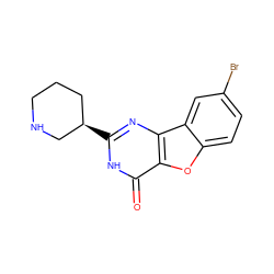 O=c1[nH]c([C@@H]2CCCNC2)nc2c1oc1ccc(Br)cc12 ZINC000084668351