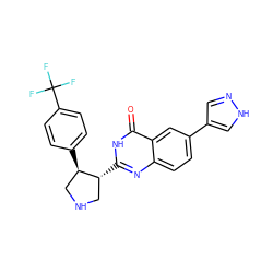 O=c1[nH]c([C@@H]2CNC[C@H]2c2ccc(C(F)(F)F)cc2)nc2ccc(-c3cn[nH]c3)cc12 ZINC000095589146