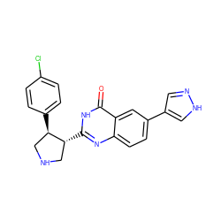 O=c1[nH]c([C@@H]2CNC[C@H]2c2ccc(Cl)cc2)nc2ccc(-c3cn[nH]c3)cc12 ZINC000095592988