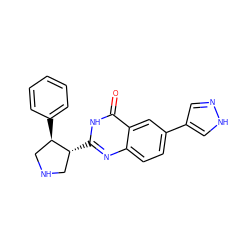 O=c1[nH]c([C@@H]2CNC[C@H]2c2ccccc2)nc2ccc(-c3cn[nH]c3)cc12 ZINC000095591618