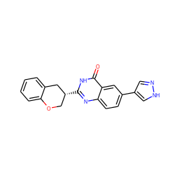 O=c1[nH]c([C@@H]2COc3ccccc3C2)nc2ccc(-c3cn[nH]c3)cc12 ZINC000066077793