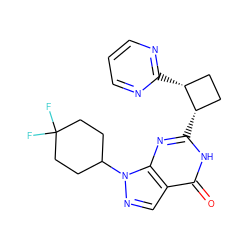 O=c1[nH]c([C@H]2CC[C@H]2c2ncccn2)nc2c1cnn2C1CCC(F)(F)CC1 ZINC000145047633