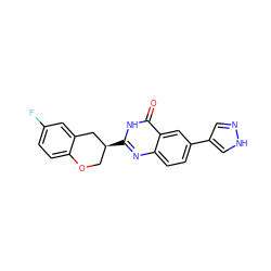 O=c1[nH]c([C@H]2COc3ccc(F)cc3C2)nc2ccc(-c3cn[nH]c3)cc12 ZINC000066074286