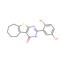 O=c1[nH]c(-c2cc(O)ccc2O)nc2sc3c(c12)CCCCC3 ZINC000096907913