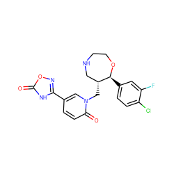 O=c1[nH]c(-c2ccc(=O)n(C[C@@H]3CNCCO[C@H]3c3ccc(Cl)c(F)c3)c2)no1 ZINC000115738947