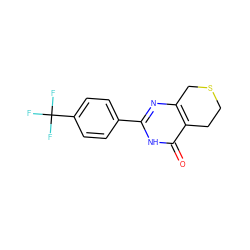 O=c1[nH]c(-c2ccc(C(F)(F)F)cc2)nc2c1CCSC2 ZINC000096285041