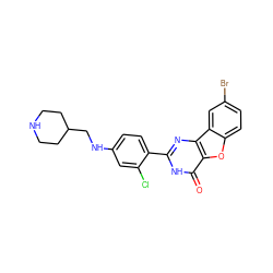 O=c1[nH]c(-c2ccc(NCC3CCNCC3)cc2Cl)nc2c1oc1ccc(Br)cc12 ZINC000095920682