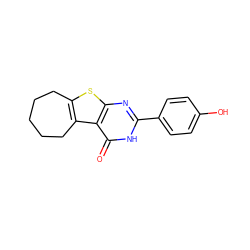 O=c1[nH]c(-c2ccc(O)cc2)nc2sc3c(c12)CCCCC3 ZINC000046702744