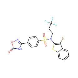 O=c1[nH]c(-c2ccc(S(=O)(=O)N(CCC(F)(F)F)c3sc4ccccc4c3Br)cc2)no1 ZINC000115233766