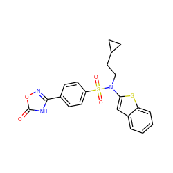 O=c1[nH]c(-c2ccc(S(=O)(=O)N(CCC3CC3)c3cc4ccccc4s3)cc2)no1 ZINC000115232919