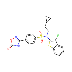 O=c1[nH]c(-c2ccc(S(=O)(=O)N(CCC3CC3)c3sc4ccccc4c3Cl)cc2)no1 ZINC000115233999