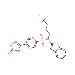 O=c1[nH]c(-c2ccc(S(=O)(=O)N(CCCC(F)(F)F)c3cc4ccccc4s3)cc2)no1 ZINC000115234403