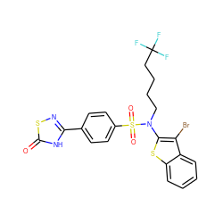 O=c1[nH]c(-c2ccc(S(=O)(=O)N(CCCCC(F)(F)F)c3sc4ccccc4c3Br)cc2)ns1 ZINC000115230783