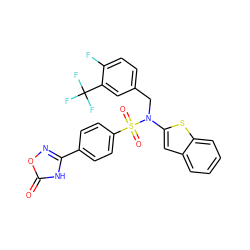 O=c1[nH]c(-c2ccc(S(=O)(=O)N(Cc3ccc(F)c(C(F)(F)F)c3)c3cc4ccccc4s3)cc2)no1 ZINC000115230929