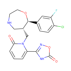 O=c1[nH]c(-c2cccc(=O)n2C[C@@H]2CNCCO[C@H]2c2ccc(Cl)c(F)c2)no1 ZINC000115735365