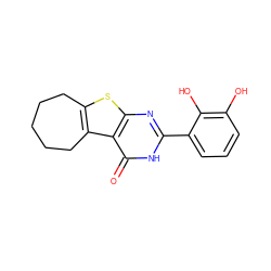 O=c1[nH]c(-c2cccc(O)c2O)nc2sc3c(c12)CCCCC3 ZINC000096907910