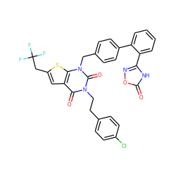 O=c1[nH]c(-c2ccccc2-c2ccc(Cn3c(=O)n(CCc4ccc(Cl)cc4)c(=O)c4cc(CC(F)(F)F)sc43)cc2)no1 ZINC000096169956