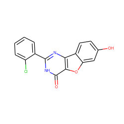 O=c1[nH]c(-c2ccccc2Cl)nc2c1oc1cc(O)ccc12 ZINC000084712477