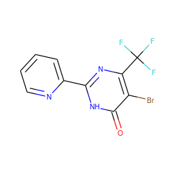 O=c1[nH]c(-c2ccccn2)nc(C(F)(F)F)c1Br ZINC000015987484