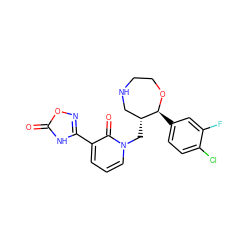 O=c1[nH]c(-c2cccn(C[C@@H]3CNCCO[C@H]3c3ccc(Cl)c(F)c3)c2=O)no1 ZINC000115732990