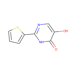 O=c1[nH]c(-c2cccs2)ncc1O ZINC000299857114