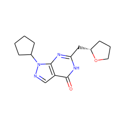 O=c1[nH]c(C[C@@H]2CCCO2)nc2c1cnn2C1CCCC1 ZINC000034150330